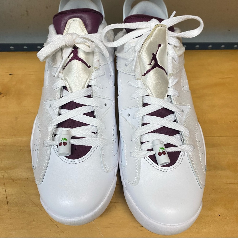 White and Burgundy Sneakers